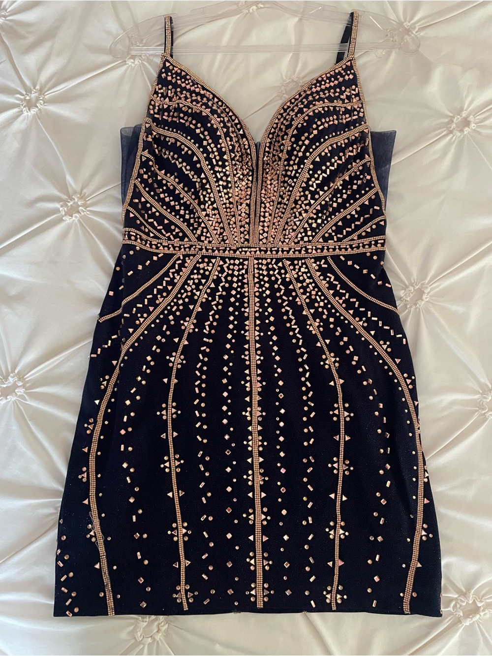 ellie wilde Black Mini Dress with Rose Gold Embellished Beading